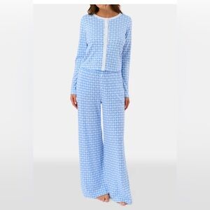 Roller Rabbit light blue gingham heart cardigan pajamas set